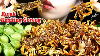 ASMR (RUJAK KEPITING GORENG) Fried Baby Soft Shell Crabs With Spicy Sauce.