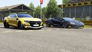 Chevrolet Camaro Bumblebee vs Lamborghini Centenario at Monza Full Course