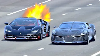 Bugatti La Voiture Noire vs Lamborghini Centenario Jet Engine - Drag Race 20 KM