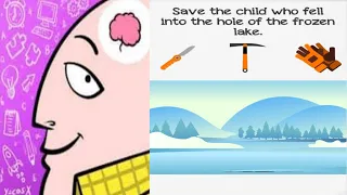 Braindom level 188 save the child who fell into the hole of the frozen lake walkthrough solution