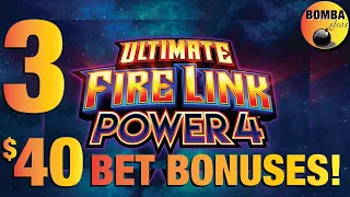 THREE $40 BET BONUSES on ☄️Ultimate FireLink Power 4 Slot Machine at Wynn Las Vegas Casino Slot play