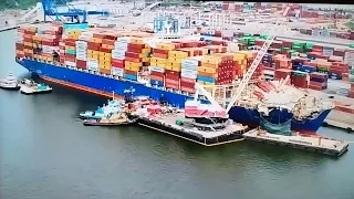 Drone views of MV Dali in Baltimore by Minorcan Mullet..and drone over the water...My review.
