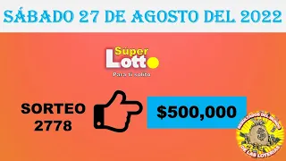 RESULTADO LOTTO SORTEO #2778 DEL SÁBADO 27 DE AGOSTO DEL 2022 /LOTERÍA DE ECUADOR/