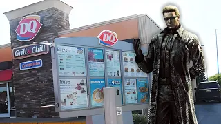 Wesker, Chris, Leon, and Ethan order at Dairy Queen