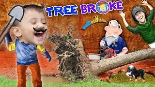 HELLO NEIGHBOR BROKE OUR TREE!! Oreo's Pavilion vs Fallen Tree (FUNnel Fam Hurricane Vlog)