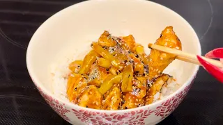 Chicken in sweet and sour sauce with rice in 20 minutes-perfect dinner or lunch!