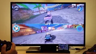 Beach Buggy Racing LG G2 HDMI 2 bluetooth gamepads 40" FHD 1080p TV Android smartphone + SlimPort