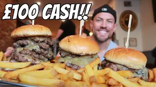 UNDEFEATED | £100 CASH PRIZE | THE GEORGE PUB & GRILL’S TRIO OF BURGERS CHALLENGE | MAN VS FOOD