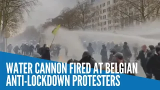 Water cannon fired at Belgian anti-lockdown protesters