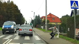 Hitting a pedestrian in front of the police and running away