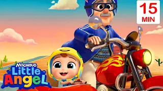 Motorcycle Ride with Grandpa! 🏍️| Learn Vehicles for Kids | Little Angel Kids Songs & Nursery Rhyme