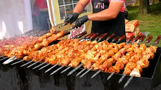 Russian Street Food Festival. Huge Skewers, Sausages  and more. Minsk, Belarus