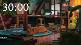 LOFI DOG 30 MINUTE POMODORO TIMER with lofi beats to relax/study to