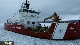 Coast Guard ice cutter clears way through frozen Great Lakes