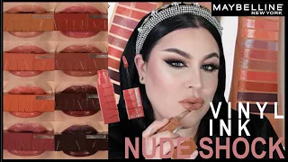 MAYBELLINE SUPERSTAY VINYL INK *NUDE SHOCK* LIP SWATCH REVIEW