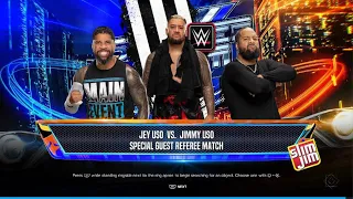 WWE 2K24 Jey Uso Vs Jimmy Uso Solo Sikoa Special Guest Referee SummerSlam Detroit