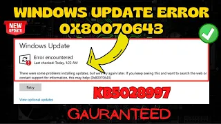 Windows update error code 0x80070643 (Security update KB5034441) Fix