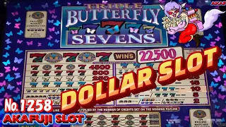 Nice profit on free play even in Pechanga🤩 Triple Butterfly Sevens Slot machine, 9 Lines 赤富士スロット