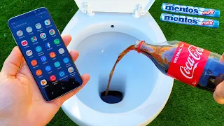 Experiment !!! PHONE vs TOILET Pepsi, Coca Cola, Fanta, Sprite and Mentos