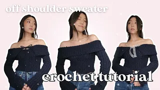 how i made this off the shoulder sweater | sweater crochet tutorial