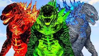 Ice GODZILLA vs Fire GODZILLA vs GODZILLA Radiation - What If Battle Superheroes