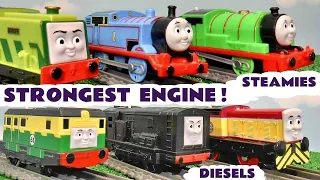 STRONGEST Engine Toy Train Story with Steamies and Diesels