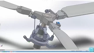 SolidWorks Rotor principal - Bailarina - Main rotor - Swashplate - Helicopter