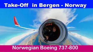 Take Off Norwegian 737-800  from Bergen - Norway 4K