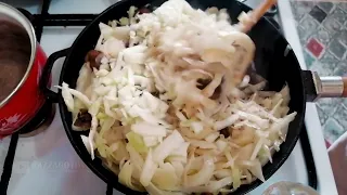 How Grandmother Taught Me - Delicious recipe for Cabbage with mushrooms in a frying pan