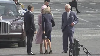 Brigitte Macron greets Queen Camilla at Paris's Arc de Triomphe | AFP