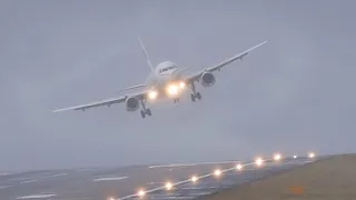 Aborted landing and takeoffs in high wind storm.  Scary stuff😬