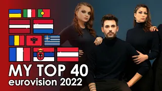 my top 40 • eurovision 2022 | with ratings (1 week after all songs are out)