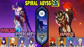 C2 Raiden Overload Hypercarry & C0 Diluc Vaporize - 9★ Spiral Abyss 2.7 Floor 12 | Genshin Impact