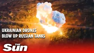 Ukrainian drones blow up Russian tanks in Avdiivka