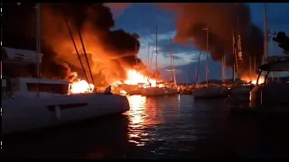 Десятки роскошных яхт уничтожены огнём в Хорватии