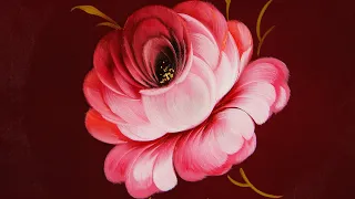 #20 How to Paint Rose flower in Oil | Как нарисовать РОЗУ маслом. Мастер-класс по Жостовской росписи