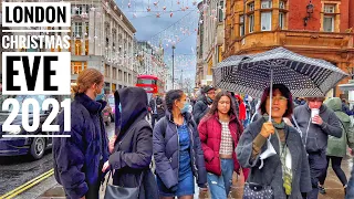 London Christmas Eve 2021| Oxford Street Central London Christmas Walking Tour | London Walk[4K HDR]