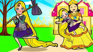 Mommy! Please Come Back Home! - Rich Squid Game VS Poor Rapunzel | Paper Dolls Story Animation