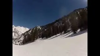 Snowbird, Utah: late season spring skiing in Peruvian Gulch.