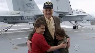 Twin boys surprised by their World War II idol