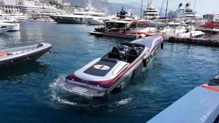 Mercedes AMG powerboat docking in Monaco harbour