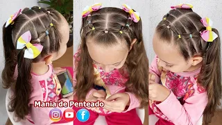 Penteado Infantil fácil com Maria Chiquinha | Easy hairstyle with two ponytails for girls