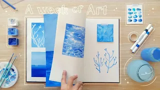 ˖°. Sketchbook Session ˖°. Painting Blue Illustrations with Gouache  ˖°.