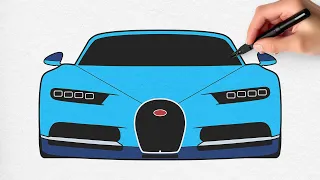 How to Draw a Bugatti Chiron Easy | Step by Step Car Drawing