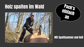 Holz spalten von Hand im Wald -  Tutorial mit Tipps & Tricks!!