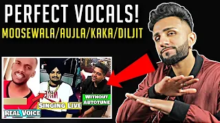 5 Punjabi Singers Real Voice without Autotune/Music | Sidhu Moosewala, Karan Aujla, KAKA  | REACTION