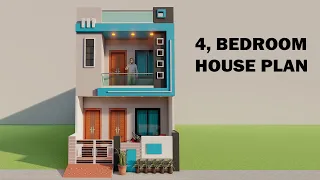 4,बैडरूम मकान का नक्शा ,3D 16x45 house plan,16*45 bike parking house design,3D ghar ka naksha