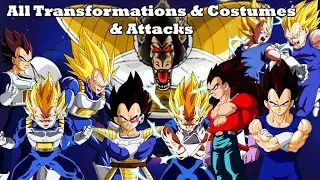 All Transformations & Costumes & Attacks of Vegeta  : Dragon Ball Z Budokai Tenkaichi 3