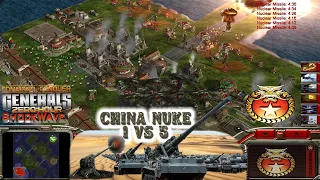 China Nuke 1 vs 5 HARD - Command Conquer Generals Zero Hour Shockwave Gameplay