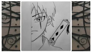 How to draw Ninja boy step by step | Half face Anime drawing | Drawing Ninja boy